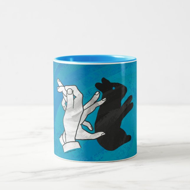 Caneca De Café Em Dois Tons Coelho Sombra em Azul (Centro)