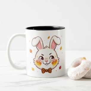 Caneca De Café Em Dois Tons Coelho Travesso de Halloween com Milho de Doce
