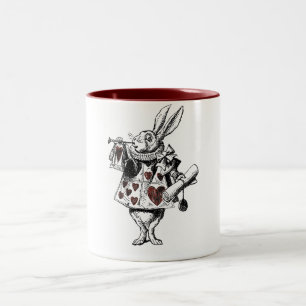 Caneca De Café Em Dois Tons Coelhos brancos dos corações - Alice no país da
