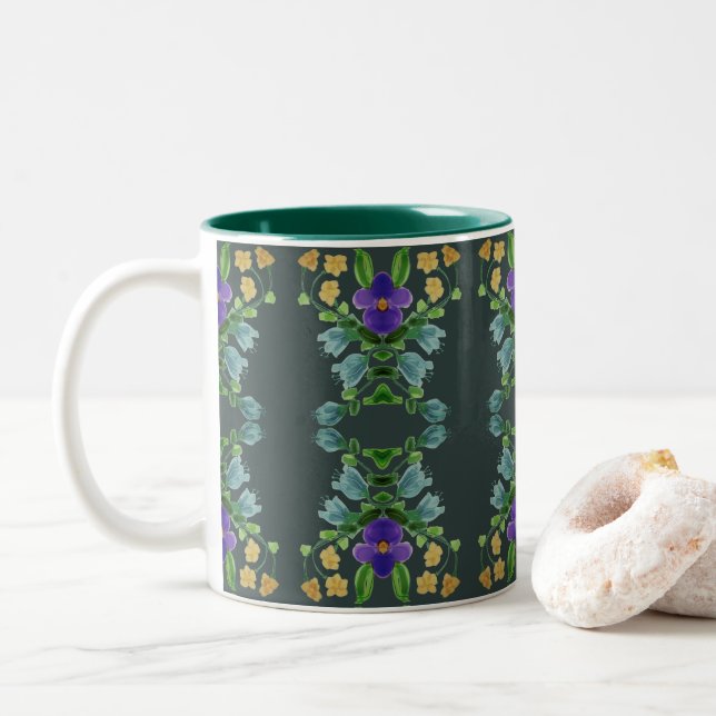 Caneca De Café Em Dois Tons Coffee Mug Flor (Com Donut)