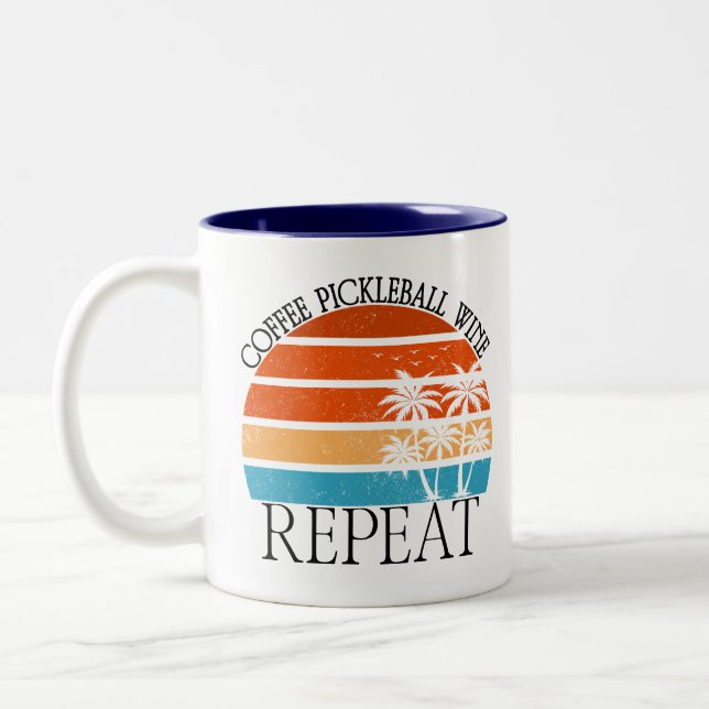 Caneca De Café Em Dois Tons Coffee Pickleball Wine Repeat Funny Sports Player  (Esquerda)