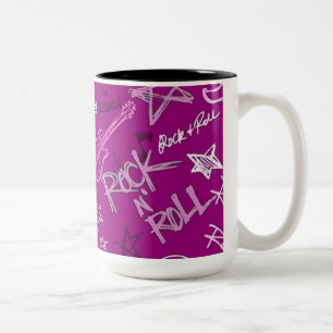Caneca De Café Em Dois Tons Coffee Rock & Roll Rock Star Pink