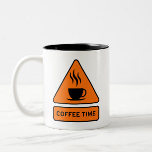 Caneca De Café Em Dois Tons Coffee Time Hazard Sign