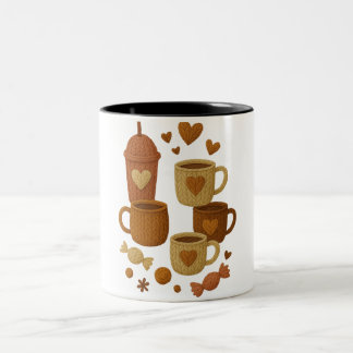 Caneca De Café Em Dois Tons Coffee Valentine Day Love Knitted Hearts Hugs