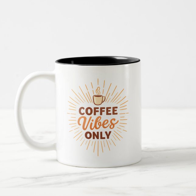 Caneca De Café Em Dois Tons Coffee Vibes Only – Boho Coffee Design (Esquerda)