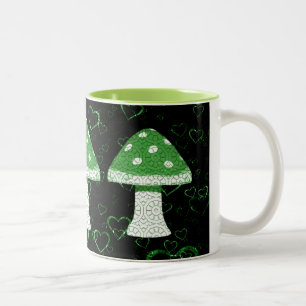 Caneca De Café Em Dois Tons Cogumelo verde