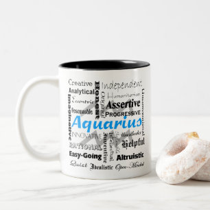 Caneca De Café Em Dois Tons Colagem Aquarius Zodiac Astrologia Traços