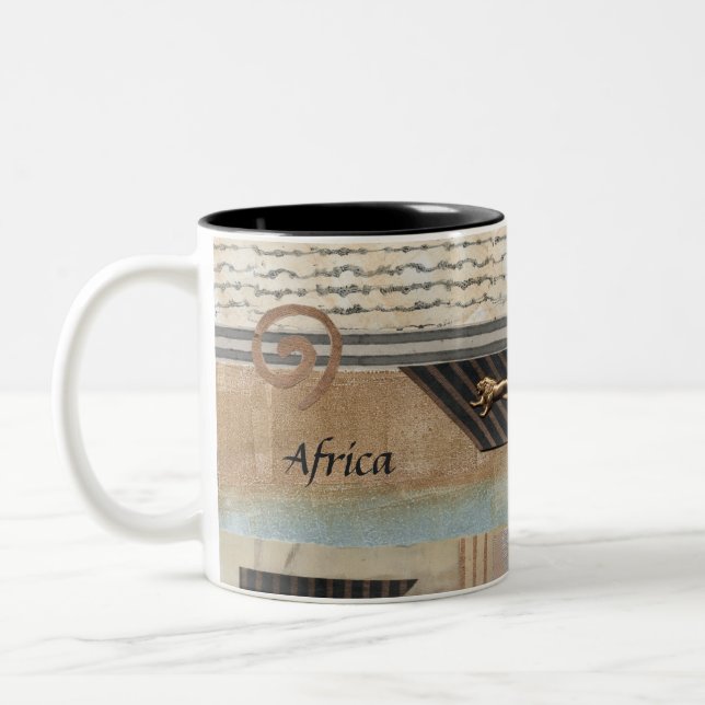 Caneca De Café Em Dois Tons Colagem de Animais Africanos (Esquerda)