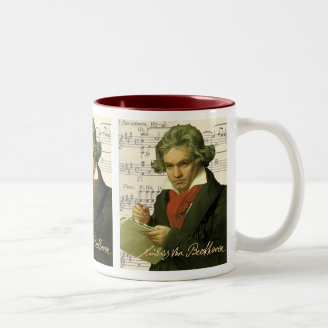 Caneca De Café Em Dois Tons Colagem de Beethoven do ~ de Ludwig van Beethoven (Direita)