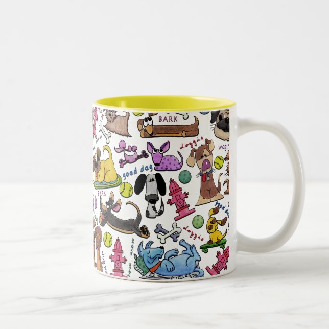 Caneca De Café Em Dois Tons Colagem de Cachorros (Direita)