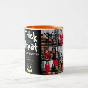 Caneca De Café Em Dois Tons Colagem de Foto Simples de Abóbora-Louça