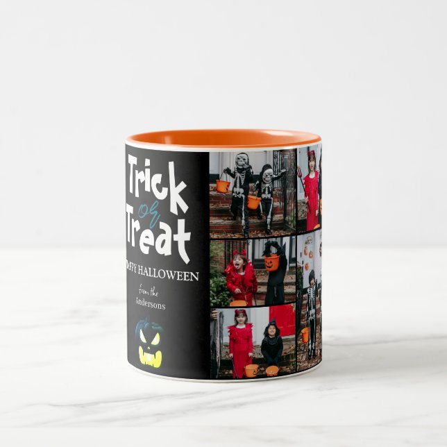 Caneca De Café Em Dois Tons Colagem de Foto Simples de Abóbora-Louça (Centro)