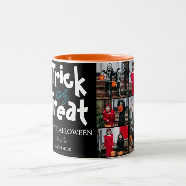 Caneca De Café Em Dois Tons Colagem de Foto Simples de Abóbora-Louça (Centro)