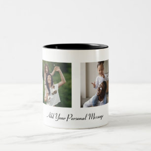 Caneca De Café Em Dois Tons Colagem de Fotografias Personalizada 2 Com Texto P