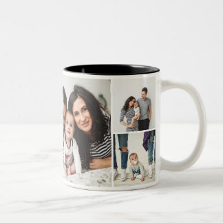 Caneca De Café Em Dois Tons Colagem de Fotografias Personalizada da Família 7