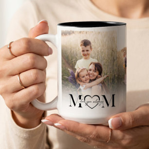 Caneca De Café Em Dois Tons Colagem de Fotos Amor Você Mamãe Presente de Anive