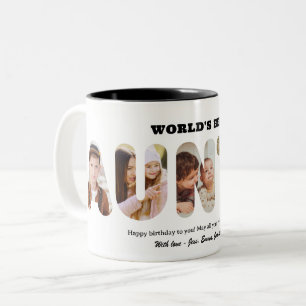 Caneca De Café Em Dois Tons Colagem de Fotos com Palavra Personalizada Tia Mel