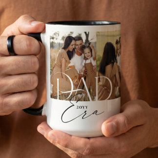 Caneca De Café Em Dois Tons Colagem de Fotos da Família da Era do Pai Elegante