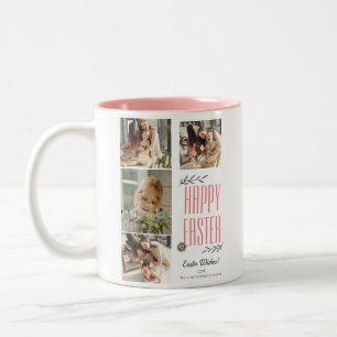 Caneca De Café Em Dois Tons Colagem de Fotos da Família de Felzs pascoa de Scr