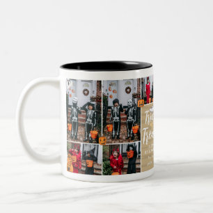 Caneca De Café Em Dois Tons Colagem De Fotos Da Família De Halloween De Truque