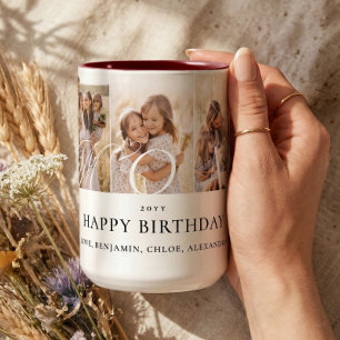 Caneca De Café Em Dois Tons Colagem de Fotos da Mamãe Presente de Aniversário