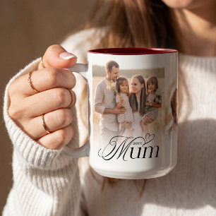 Caneca De Café Em Dois Tons Colagem de Fotos da Mamãe Presente de Aniversário