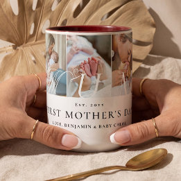 Caneca De Café Em Dois Tons Colagem de Fotos da Mamãe Presente de Lembrança do
