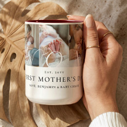 Caneca De Café Em Dois Tons Colagem de Fotos da Mamãe Presente de Lembrança pa