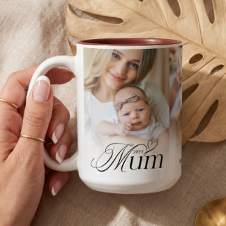 Caneca De Café Em Dois Tons Colagem de Fotos da Mamãe Presente de Lembrança pa