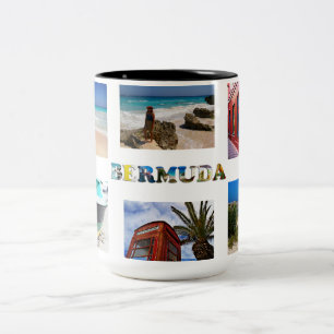 Caneca De Café Em Dois Tons Colagem de Fotos das Férias das Bermudas 6 Cria o