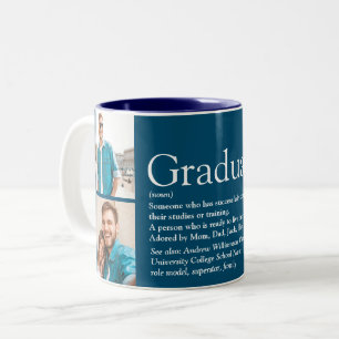 Caneca De Café Em Dois Tons Colagem de Fotos de Definição de Graduado Azul Div