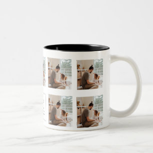 Caneca De Café Em Dois Tons Colagem de fotos de dia de os pais bonito e de pri