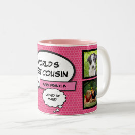 Caneca De Café Em Dois Tons Colagem de Fotos de Prima Divertida Rosa Feminina 