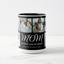 Caneca De Café Em Dois Tons Colagem de Fotos de Roteiro Moderno Mãe Nós Te Ama