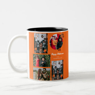 Caneca De Café Em Dois Tons Colagem de Fotos do Dia das Bruxas de Boo-bompkin 