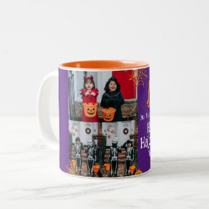 Caneca De Café Em Dois Tons Colagem de Fotos do Dia das Bruxas de Boo-bompkin