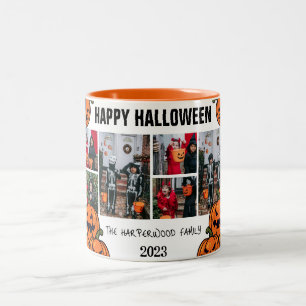 Caneca De Café Em Dois Tons Colagem de Fotos do Dia das Bruxas de Rappkin