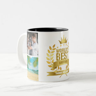 Caneca De Café Em Dois Tons Colagem de Fotos do Melhor Irmão do Mundo 4