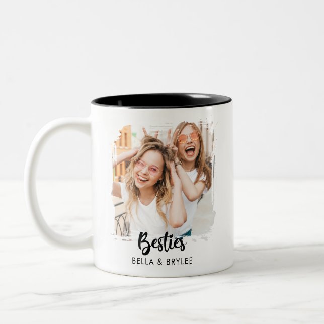 Caneca De Café Em Dois Tons Colagem de Fotos dos Melhores Amigos  (Esquerda)
