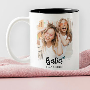 Caneca De Café Em Dois Tons Colagem de Fotos dos Melhores Amigos 