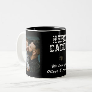Caneca De Café Em Dois Tons Colagem de Fotos Hero Daddy Dia dos Pais 2