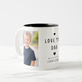 Caneca De Café Em Dois Tons Colagem de Fotos Moderna 2 Amor Você Pai