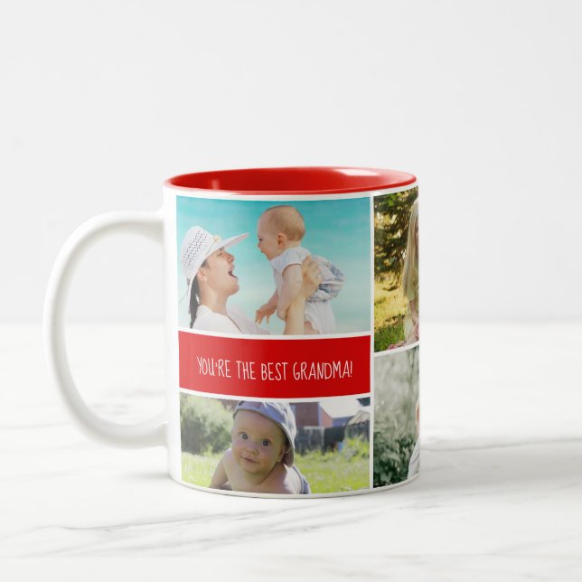 Caneca De Café Em Dois Tons Colagem de Fotos Personalizada com dois tons (Esquerda)