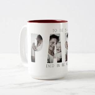 Caneca De Café Em Dois Tons Colagem de Fotos Personalizada do Melhor Papai do