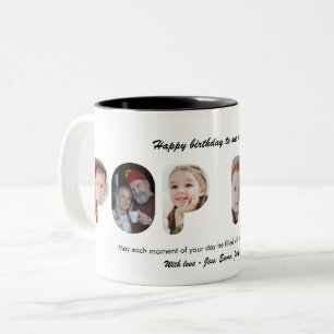 Caneca De Café Em Dois Tons Colagem de Fotos Personalizada Vovô