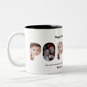 Caneca De Café Em Dois Tons Colagem de Fotos Personalizada Vovô