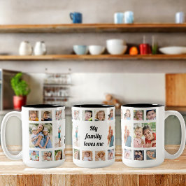 Caneca De Café Em Dois Tons Colagem de Fotos Personalizadas de Família 20 Minh