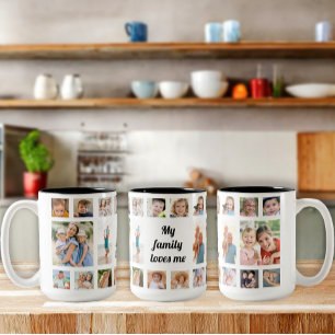 Caneca De Café Em Dois Tons Colagem de Fotos Personalizadas de Família 20 Minh