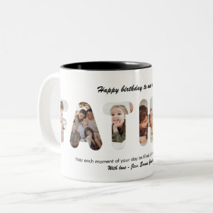 Caneca De Café Em Dois Tons Colagem de Fotos Personalizadas do Pai