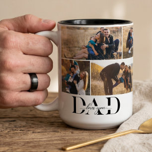 Caneca De Café Em Dois Tons Colagem de Fotos Personalizadas do Pai 'Nós Te Ama